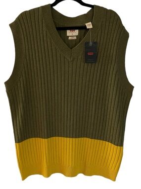 NWT Levi’s Oversized Colorblock Ribbed Sweater Vest V-Neck XL